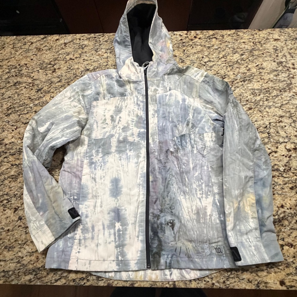 VRST Mens Tie Dye Hooded Shell Jacket Blue Gray Size Medium RN104141